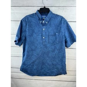 Chubbies Polo Shirt Blue Floral Stretchy Pullover Hawaiian Aloha Camp S/S XLarge
